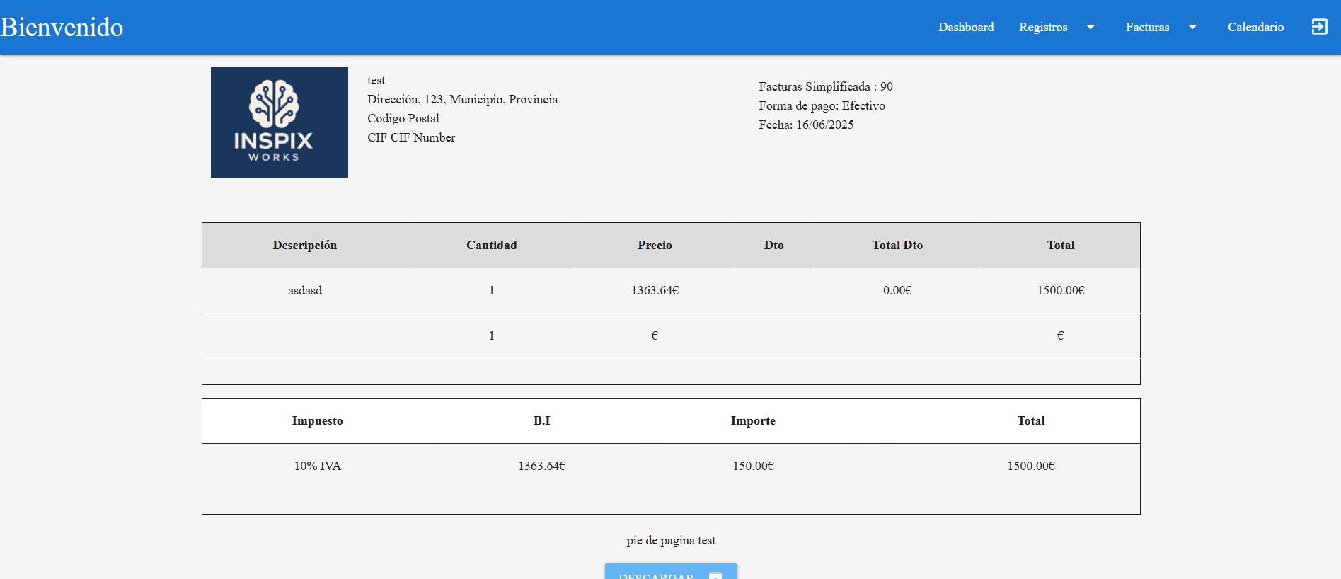 img of Details invoice inspixTravels