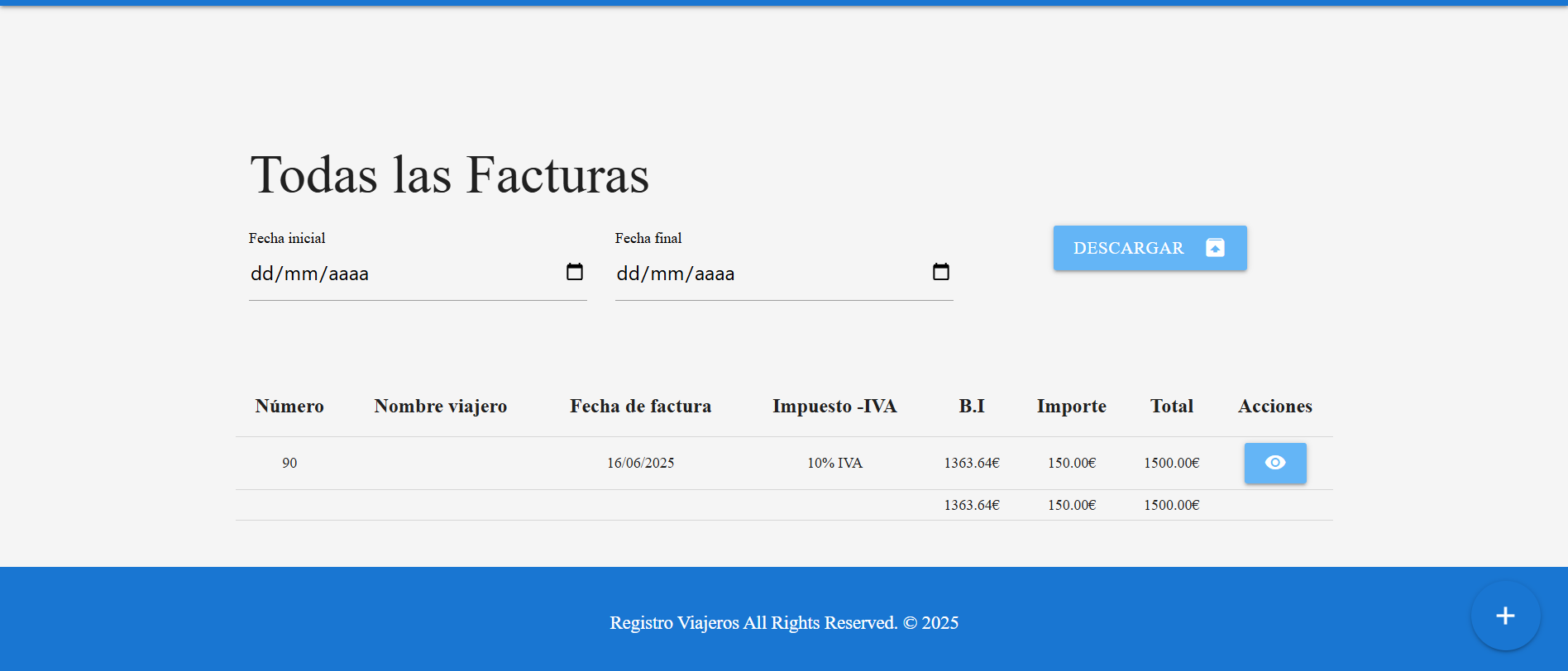 img of  Dashboard invoice inspixTravels